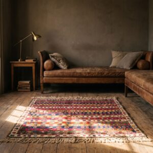Antique Yastik Square Small Scatter Size Wool Multicolor Rug (SKU 20981) - room view