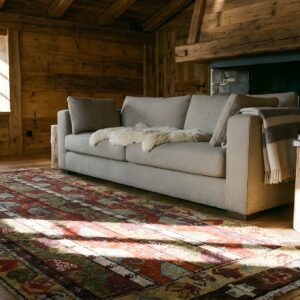 Antique Yastik Turkish Geometric Knotted Rug (SKU 25179) - room view