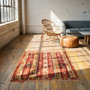 Antique Yastik Turkish Multicolor 1880s Square Rug (SKU 22987) - room view