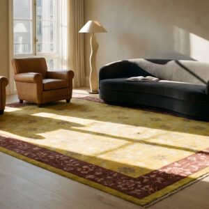 Yellow 1920s Antique Rectangle Hand Knotted Pile Wool Rug (SKU 24269) - room view