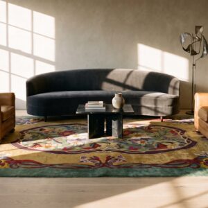 Antique Yellow Art Deco Art Nouveau Room Size Wool Chinese Rug (SKU 24116) - room view