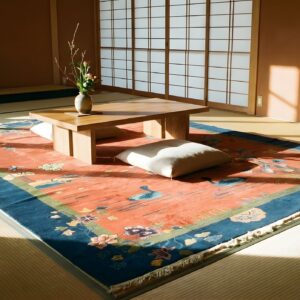 Yellow Antique Art Deco Swimming Swan Pattern Chinese Rug (SKU 24284) - room view