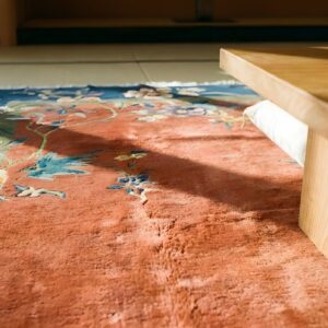 Yellow Antique Art Deco Swimming Swan Pattern Chinese Rug (SKU 24284) - in-room detail