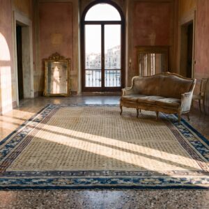 Yellow and Blue Mid 18th Century Antique Chinese Ningxia Rug (SKU 25466) - room view