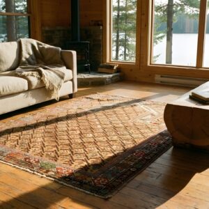 Antique Yellow Caucasian Tribal Geometric Islamic Prayer Rug (SKU 24928) - room view