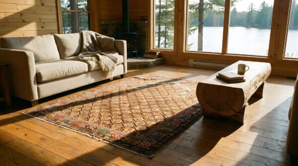 Antique yellow caucasian tribal geometric islamic prayer rug 9 Antique yellow caucasian tribal geometric islamic prayer rug (sku 24928) - room view