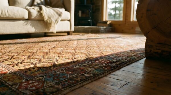 Antique yellow caucasian tribal geometric islamic prayer rug 10 Antique yellow caucasian tribal geometric islamic prayer rug (sku 24928) - in-room detail