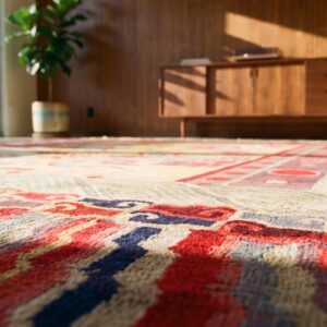 Antique Yellow Chinese Dragon Design Square Ningxia Rug (SKU 21843) - in-room detail