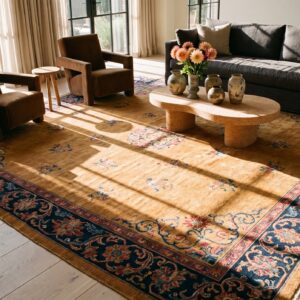 Antique Yellow Color Floral Room Size Chinese Art Deco Carpet (SKU 24486) - room view