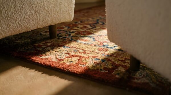 Yellow antique donegal - arts & crafts ireland allover knotted rug 8 Yellow antique donegal - arts & crafts ireland allover knotted rug (sku 25225) - in-room detail