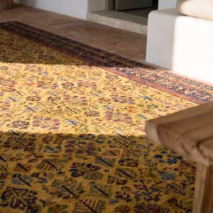 Antique Yellow NW Persian Oversized Tribal Shrub Rug (SKU 19342) - in-room detail