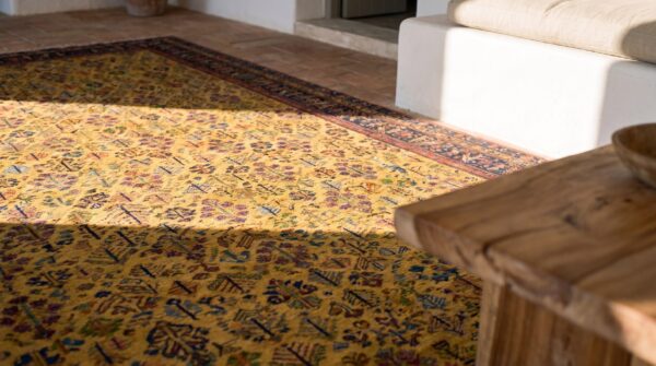 Antique yellow nw persian oversized tribal shrub rug 7 Antique yellow nw persian oversized tribal shrub rug (sku 19342) - in-room detail