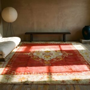 Yellow Antique Oushak - Angora Turkish Allover Medallion Rug (SKU 24780) - room view