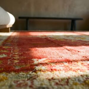 Yellow Antique Oushak - Angora Turkish Allover Medallion Rug (SKU 24780) - in-room detail