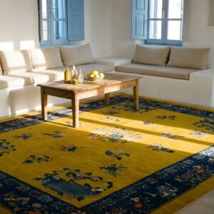 Yellow Room Size Antique Floral Peking Chinese Medallion Carpet (SKU 24291) - room view