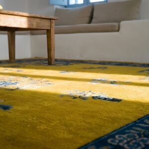 Yellow Room Size Antique Floral Peking Chinese Medallion Carpet (SKU 24291) - in-room detail