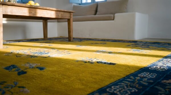 Yellow room size antique floral peking chinese medallion carpet 7 Yellow room size antique floral peking chinese medallion carpet (sku 24291) - in-room detail