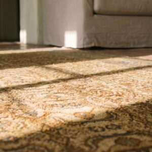 Antique Yellow Room Size Indian Agra Rug (SKU 17329) - in-room detail