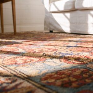 Yellow Tribal Floral Pattern Antique Small Size Caucasian Kuba Rug (SKU 21870) - in-room detail