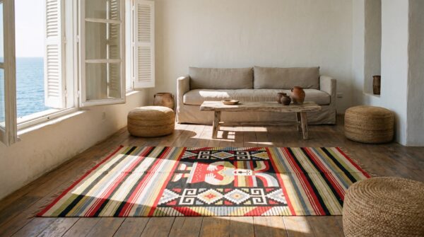 Antique zapotec mexico knotted rug 6 Antique zapotec mexico knotted rug (sku 20905) - room view