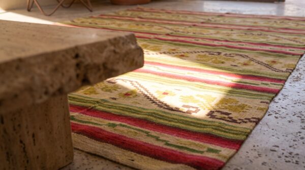 Antique zapotec mexico flat weave rug 8 Antique zapotec mexico flat weave rug (sku 20906) - in-room detail