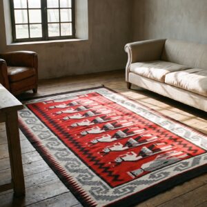 Antique Zapotec Small Scatter Size Wool Red Rug (SKU 21456) - room view