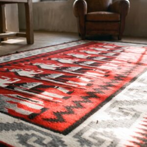 Antique Zapotec Small Scatter Size Wool Red Rug (SKU 21456) - in-room detail