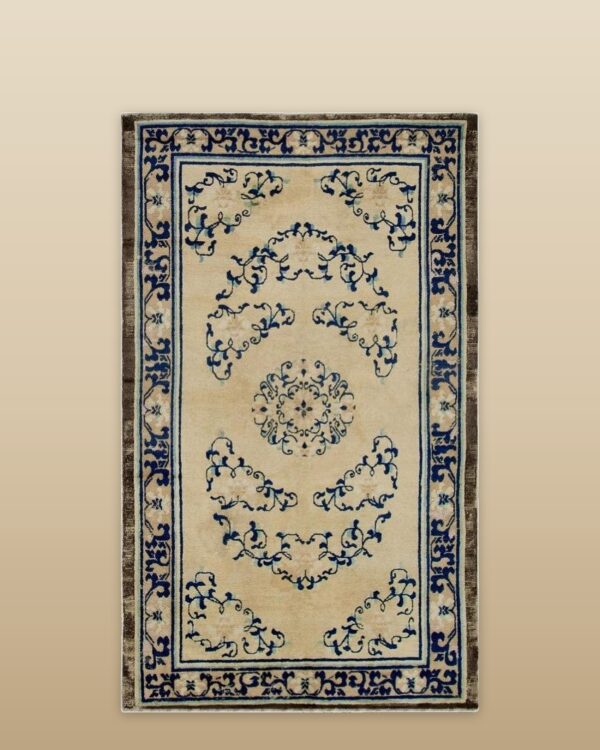 1700s beige field medallion qing style antique chinese ningxia small rug 1 1700s beige field medallion qing style antique chinese ningxia small rug