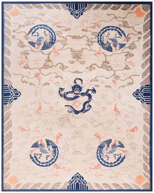 1880s ivory blue coral antique traditional chinese peking dragon rug wool carpet 1 1880s ivory blue coral antique traditional chinese peking dragon rug wool carpet