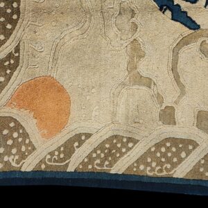 1880s Ivory Blue Coral Antique Traditional Chinese Peking Dragon Rug Wool Carpet - detail view 5