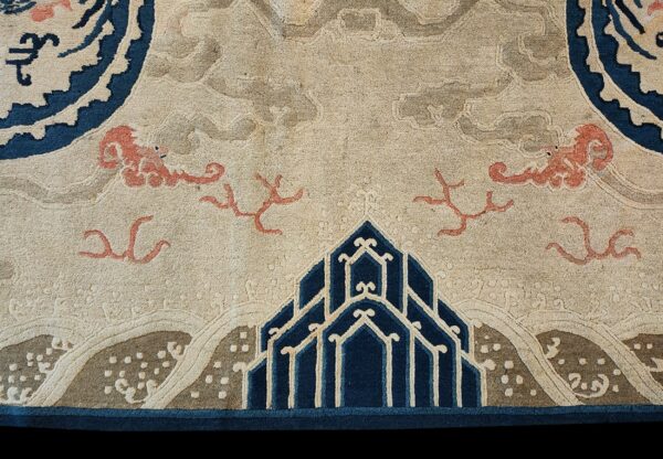 1880s ivory blue coral antique traditional chinese peking dragon rug wool carpet 8 1880s ivory blue coral antique traditional chinese peking dragon rug wool carpet - detail view 7