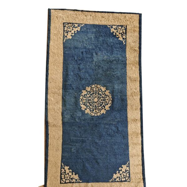 1890s classic blue ground medallion traditional antique chinese peking rug 4 1890s classic blue ground medallion traditional antique chinese peking rug - detail view 3