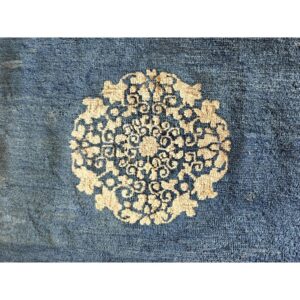 1890s Classic Blue Ground Medallion Traditional Antique Chinese Peking Rug - detail view 5