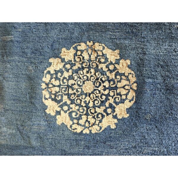 1890s classic blue ground medallion traditional antique chinese peking rug 6 1890s classic blue ground medallion traditional antique chinese peking rug - detail view 5