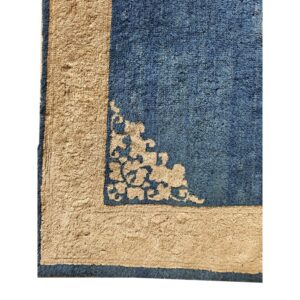 1890s Classic Blue Ground Medallion Traditional Antique Chinese Peking Rug - detail view 6