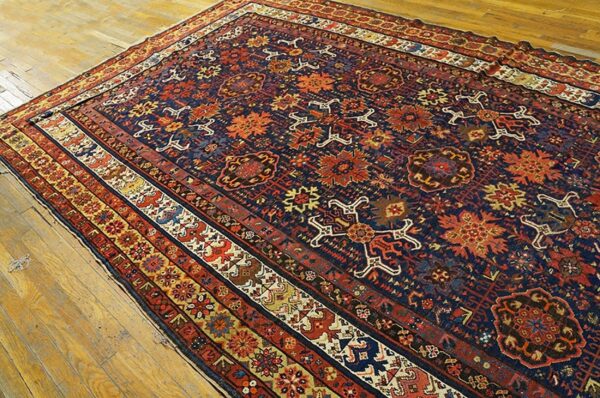 1890s navy blue antique geometric rustic nw tribal knotted wool runner rug 5 1890s navy blue antique geometric rustic nw tribal knotted wool runner rug - detail view 4