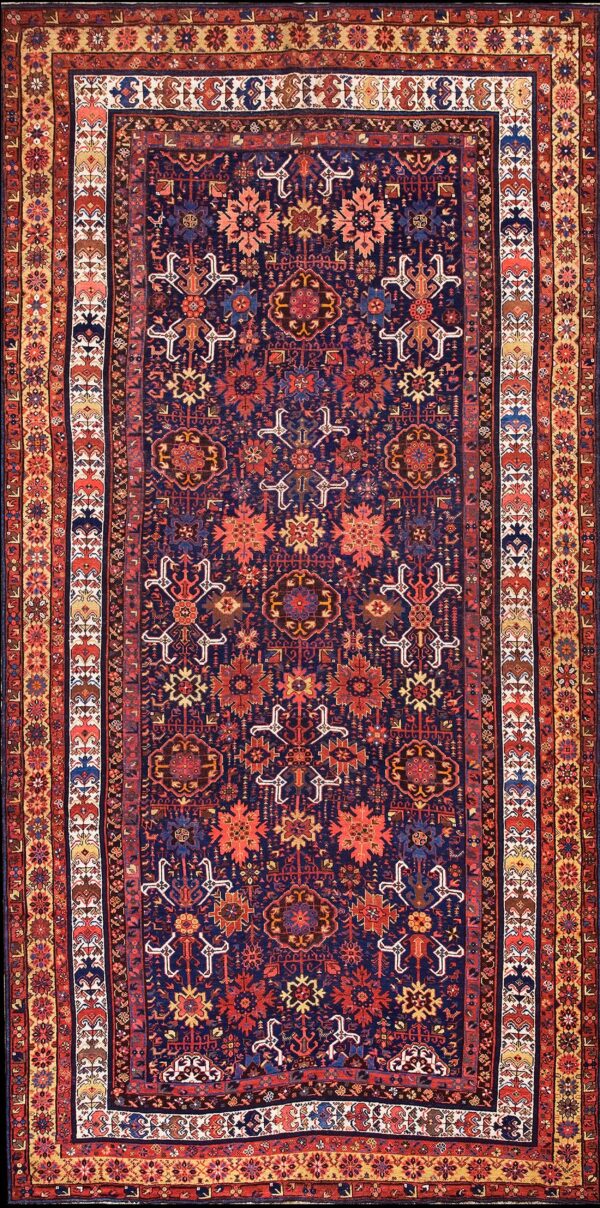 1890s navy blue antique geometric rustic nw tribal knotted wool runner rug 8 1890s navy blue antique geometric rustic nw tribal knotted wool runner rug - detail view 7