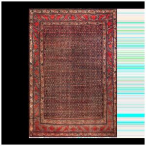 1900s Blue Navy Herati Floral Antique Persian Bijar Rug 12' 0'' X 18' 6'' Handknotted Wool Carpet