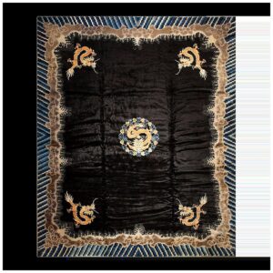 1920s Black Dragon Antique Chinese Peking Rug Handknotted Wool Carpet