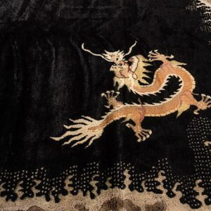 1920s Black Dragon Antique Chinese Peking Rug Handknotted Wool Carpet - detail view 4