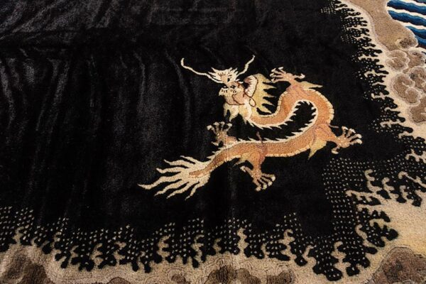 1920s black dragon antique chinese peking rug handknotted wool carpet 5 1920s black dragon antique chinese peking rug handknotted wool carpet - detail view 4