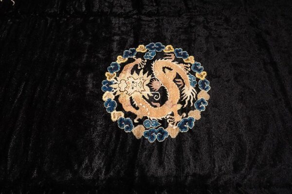 1920s black dragon antique chinese peking rug handknotted wool carpet 6 1920s black dragon antique chinese peking rug handknotted wool carpet - detail view 5