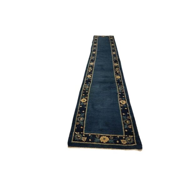 1920s blue deep field traditional east asian chinese peking hallway gallery rug 2 1920s blue deep field traditional east asian chinese peking hallway gallery rug - detail view 1