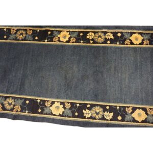 1920s Blue Deep Field Traditional East Asian Chinese Peking Hallway Gallery Rug - detail view 3