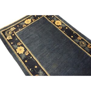 1920s Blue Deep Field Traditional East Asian Chinese Peking Hallway Gallery Rug - detail view 4
