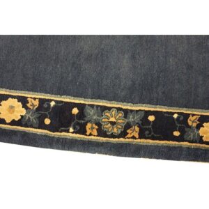 1920s Blue Deep Field Traditional East Asian Chinese Peking Hallway Gallery Rug - detail view 7