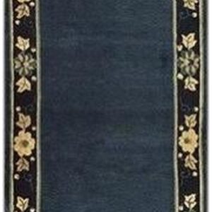 1920s Navy Blue Solid Minimalist Deco Antique Chinese Peking Runner Rug