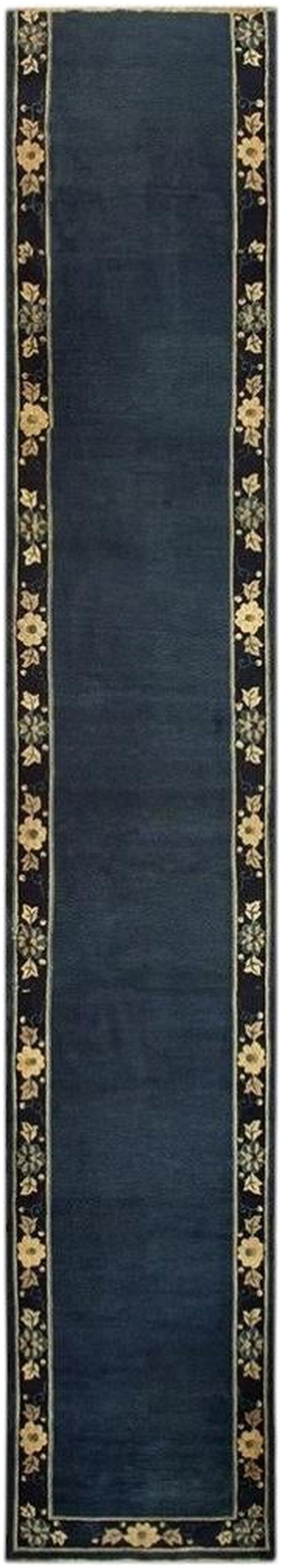1920s navy blue solid minimalist deco antique chinese peking runner rug 1 1920s navy blue solid minimalist deco antique chinese peking runner rug