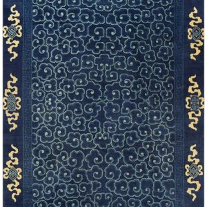 1920s Traditional Geometric Cloud Bands Patterns Antique Chinese Peking Wool Rug