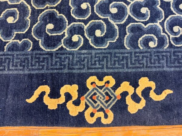 1920s traditional geometric cloud bands patterns antique chinese peking wool rug 6 1920s traditional geometric cloud bands patterns antique chinese peking wool rug - detail view 5